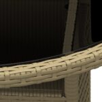 Table de jardin Ø80x75 cm Verre trempé/résine tressée Beige – Image 2