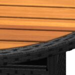 Table de jardin Ø80x75 cm Résine tressée et bois d'acacia Noir – Image 2