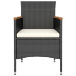 Jeu de chaise et tabouret de jardin 4 pcs Résine tressée Noir – Image 2