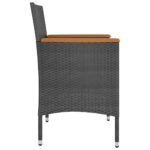 Jeu de chaise et tabouret de jardin 4 pcs Résine tressée Noir – Image 3