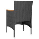 Jeu de chaise et tabouret de jardin 4 pcs Résine tressée Noir – Image 4