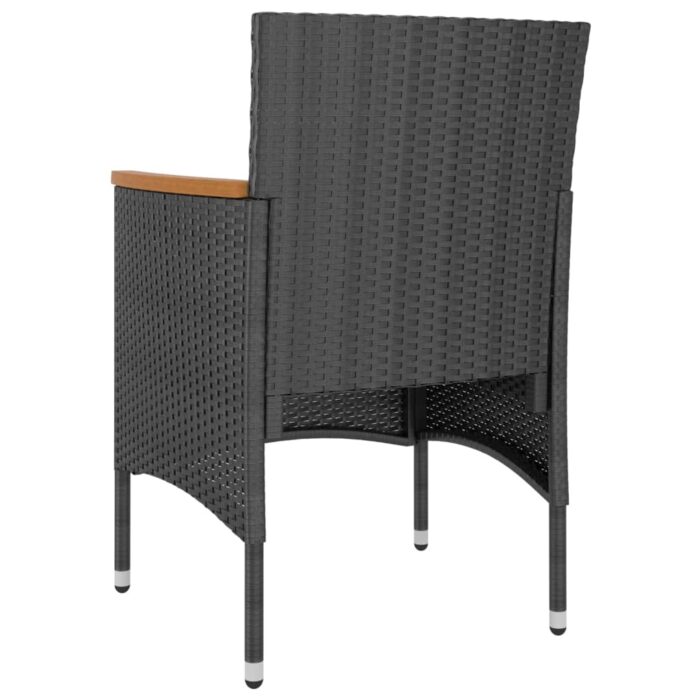 Jeu de chaise et tabouret de jardin 4 pcs Résine tressée Noir – Image 4