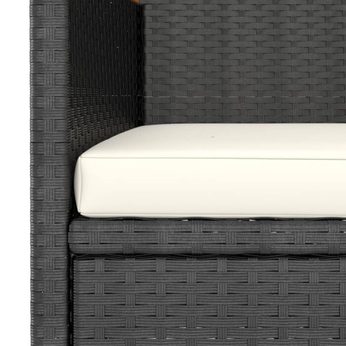 Jeu de chaise et tabouret de jardin 4 pcs Résine tressée Noir – Image 7