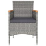Jeu de chaise et tabouret de jardin 4 pcs Résine tressée Gris – Image 2