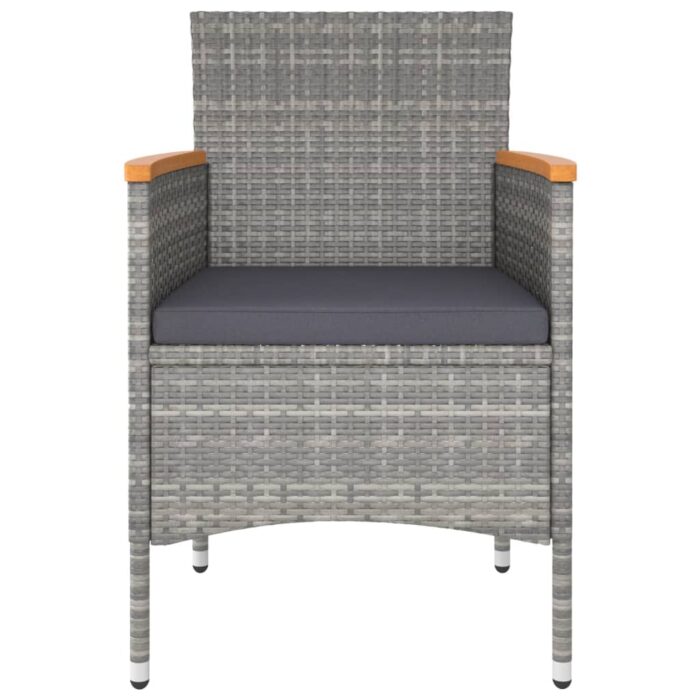 Jeu de chaise et tabouret de jardin 4 pcs Résine tressée Gris – Image 2