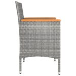 Jeu de chaise et tabouret de jardin 4 pcs Résine tressée Gris – Image 3