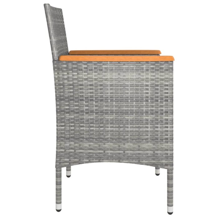 Jeu de chaise et tabouret de jardin 4 pcs Résine tressée Gris – Image 3