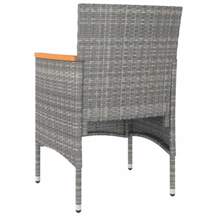 Jeu de chaise et tabouret de jardin 4 pcs Résine tressée Gris – Image 4