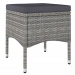 Jeu de chaise et tabouret de jardin 4 pcs Résine tressée Gris – Image 5