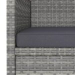 Jeu de chaise et tabouret de jardin 4 pcs Résine tressée Gris – Image 7
