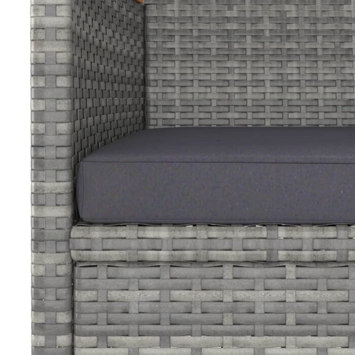 Jeu de chaise et tabouret de jardin 4 pcs Résine tressée Gris – Image 7