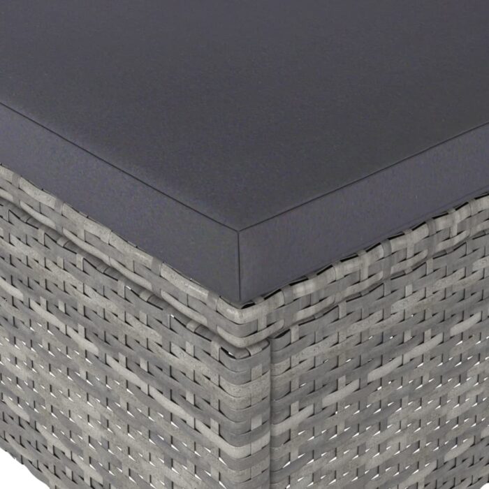 Jeu de chaise et tabouret de jardin 4 pcs Résine tressée Gris – Image 8