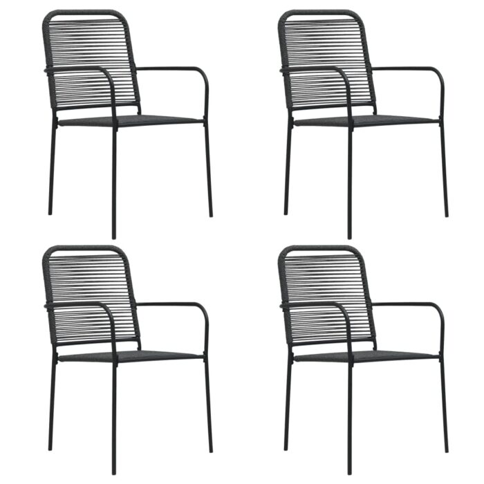 Chaises de jardin lot de 4 Corde en coton et acier Noir – Image 1