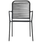 Chaises de jardin lot de 4 Corde en coton et acier Noir – Image 2