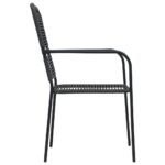 Chaises de jardin lot de 4 Corde en coton et acier Noir – Image 3