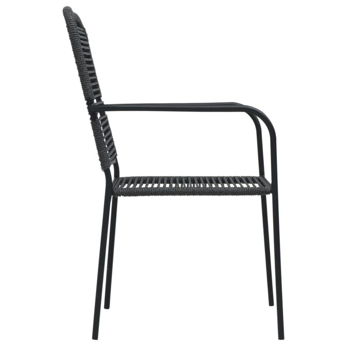 Chaises de jardin lot de 4 Corde en coton et acier Noir – Image 3