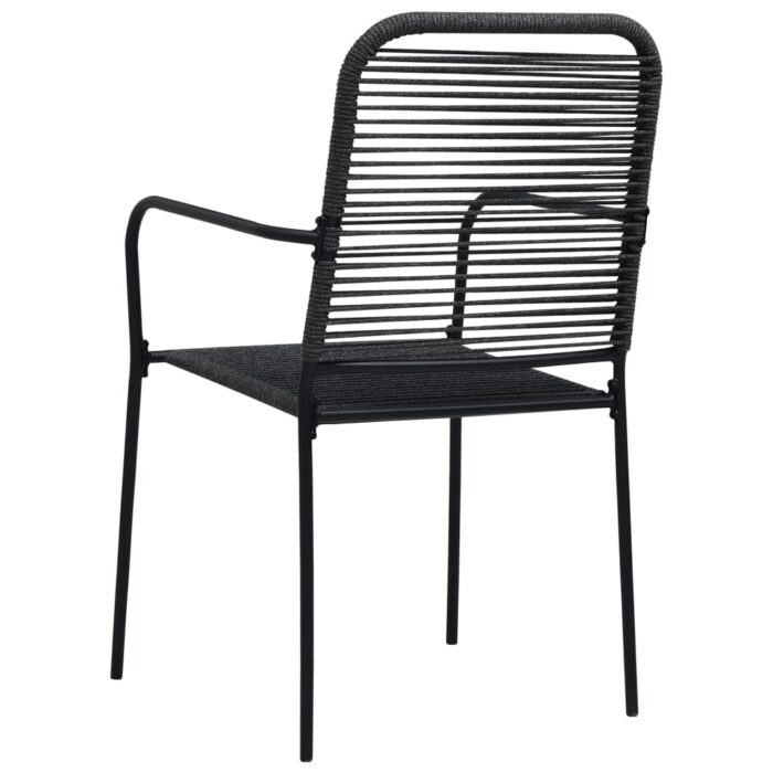 Chaises de jardin lot de 4 Corde en coton et acier Noir – Image 4