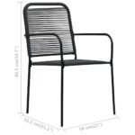 Chaises de jardin lot de 4 Corde en coton et acier Noir – Image 6
