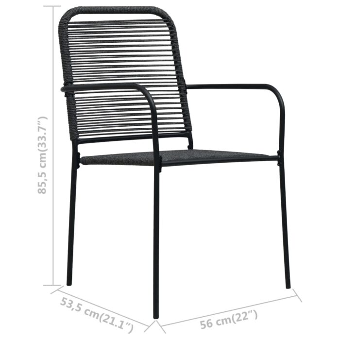 Chaises de jardin lot de 4 Corde en coton et acier Noir – Image 6