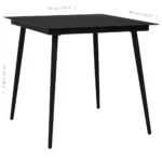 Table à dîner de jardin Noir 80x80x74 cm Acier et verre – Image 3