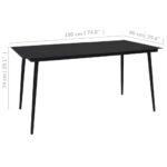 Table à dîner de jardin Noir 190x90x74 cm Acier et verre – Image 3