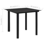 Table à dîner de jardin Noir 80x80x74 cm Acier et verre – Image 3