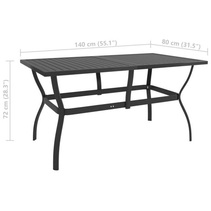 Table de jardin Anthracite 140x80x72 cm Acier – Image 5