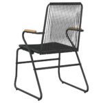 Chaises de jardin lot de 4 noir 58x59x85,5 cm rotin PVC – Image 4