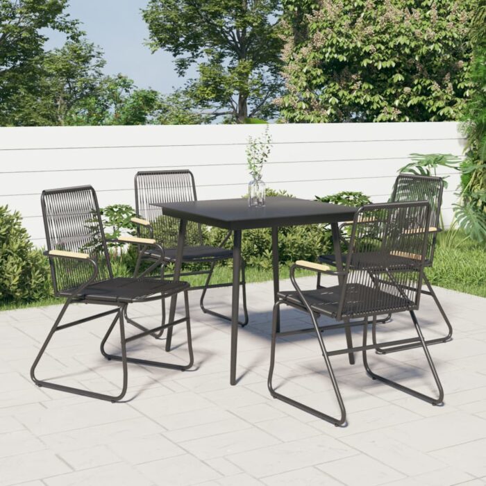 Chaises de jardin lot de 4 noir 58x59x85,5 cm rotin PVC – Image 1