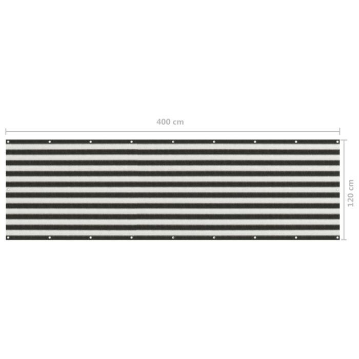 Écran de balcon PEHD 120x400 cm Anthracite et blanc – Image 4