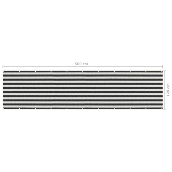 Écran de balcon PEHD 120x500 cm Anthracite et blanc – Image 4