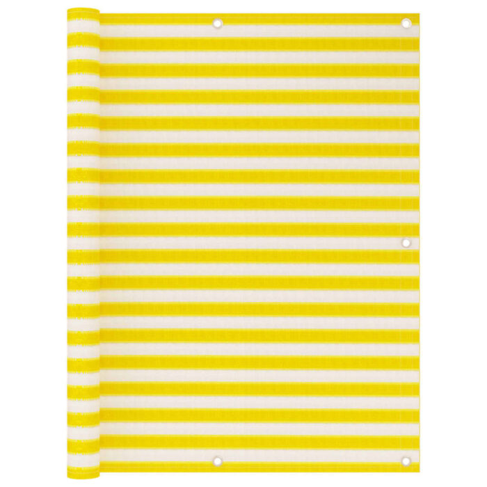 Écran de balcon Jaune et blanc 120x500 cm PEHD – Image 1