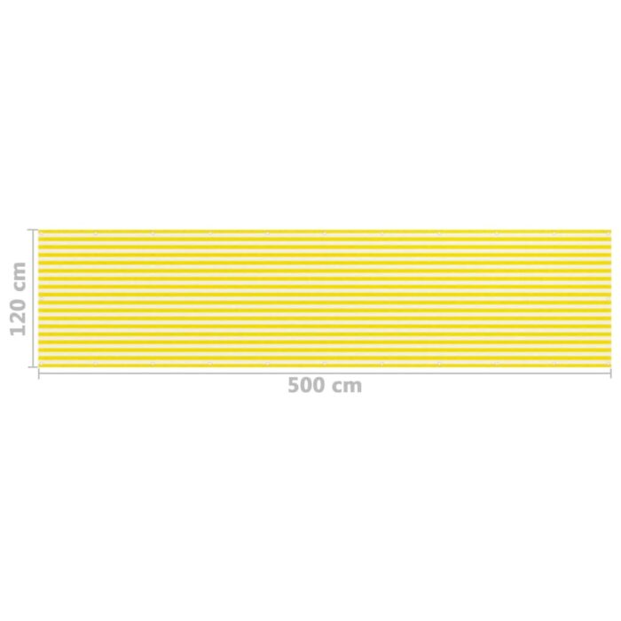 Écran de balcon Jaune et blanc 120x500 cm PEHD – Image 4