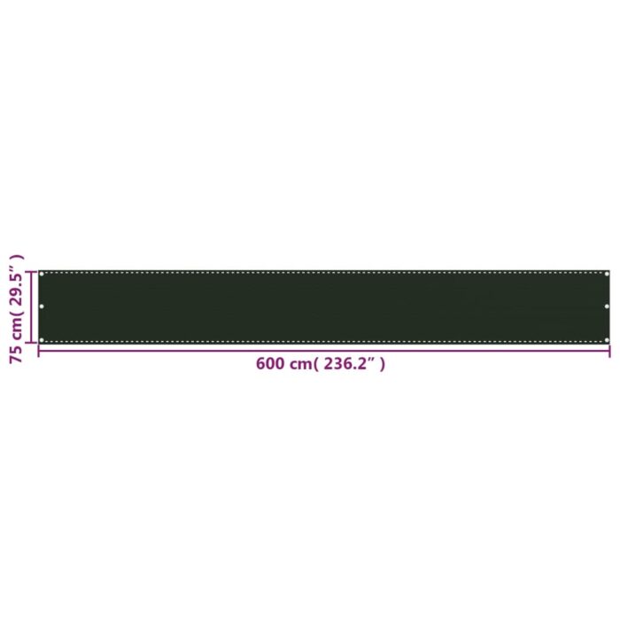 Écran de balcon Vert foncé 75x600 cm PEHD – Image 4