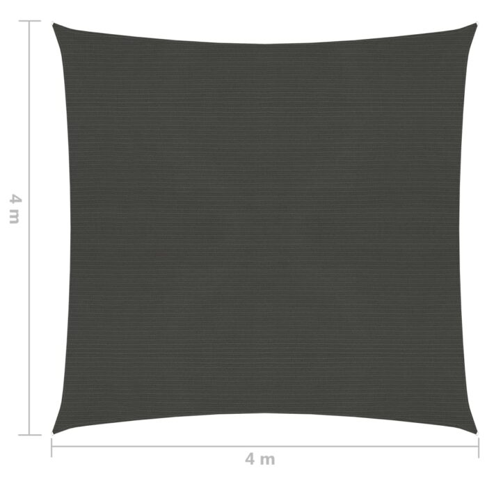 Voile d'ombrage 160 g/m² Anthracite 4x4 m PEHD – Image 5