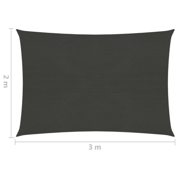 Voile d'ombrage 160 g/m² Anthracite 2x3 m PEHD – Image 5