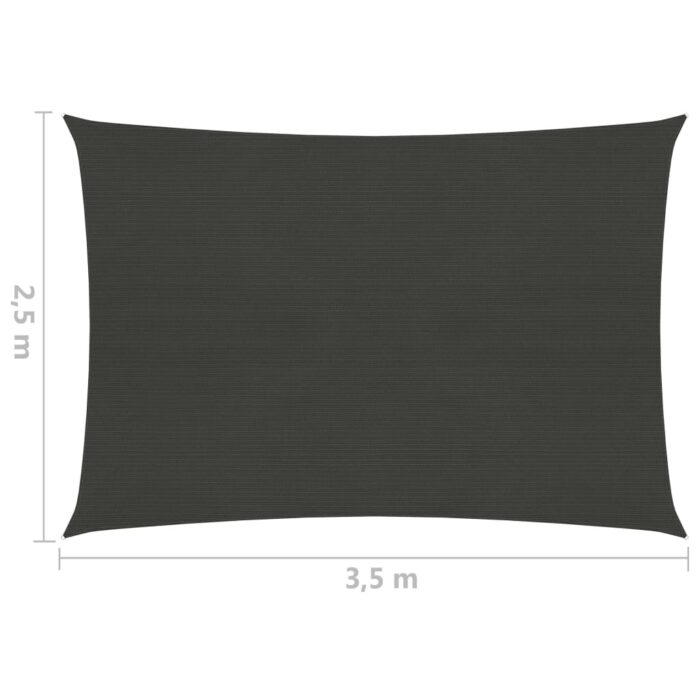 Voile d'ombrage 160 g/m² Anthracite 2,5x3,5 m PEHD – Image 5