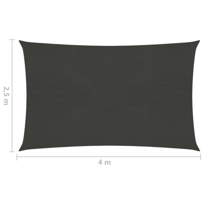Voile d'ombrage 160 g/m² Anthracite 2,5x4 m PEHD – Image 5