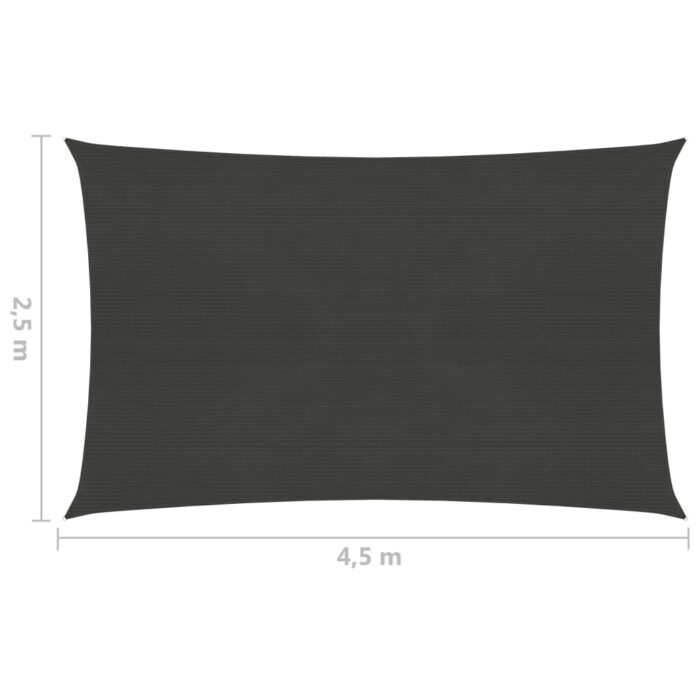 Voile d'ombrage 160 g/m² Anthracite 2,5x4,5 m PEHD – Image 5
