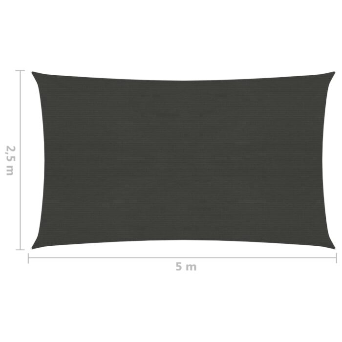 Voile d'ombrage 160 g/m² Anthracite 2,5x5 m PEHD – Image 5