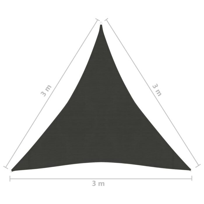 Voile d'ombrage 160 g/m² Anthracite 3x3x3 m PEHD – Image 5