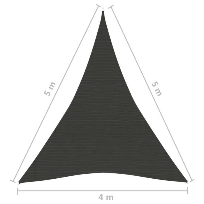 Voile d'ombrage 160 g/m² Anthracite 4x5x5 m PEHD – Image 5