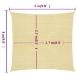 Voile d'ombrage 160 g/m² Beige 3x3 m PEHD – Image 5