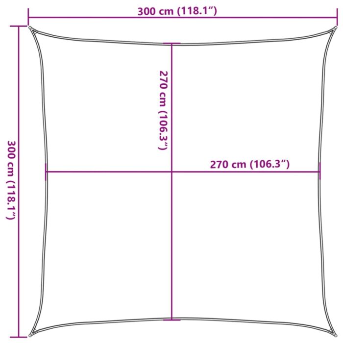 Voile d'ombrage 160 g/m² Beige 3x3 m PEHD – Image 8