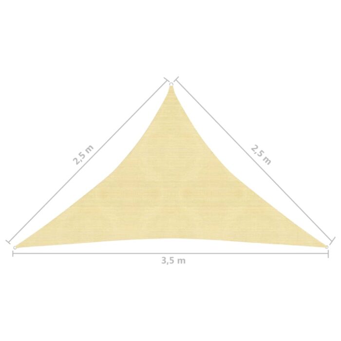 Voile d'ombrage 160 g/m² Beige 2,5x2,5x3,5 m PEHD – Image 5