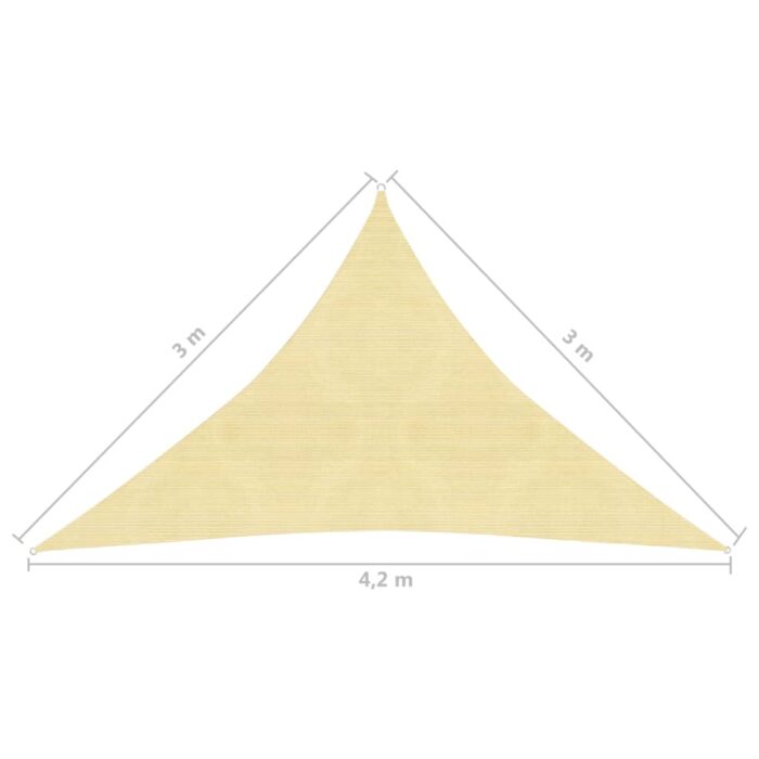 Voile d'ombrage 160 g/m² Beige 3x3x4,2 m PEHD – Image 5