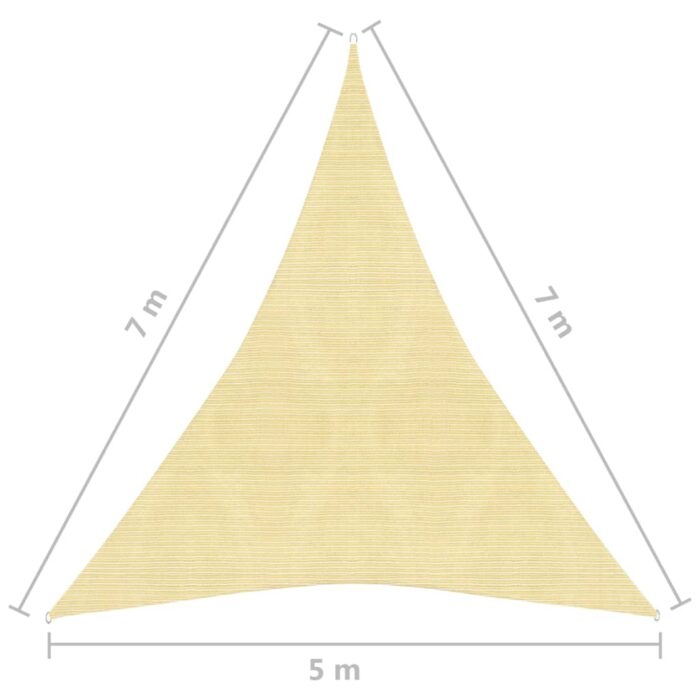 Voile d'ombrage 160 g/m² Beige 5x7x7 m PEHD – Image 5