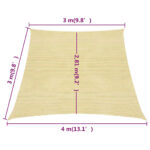 Voile d'ombrage 160 g/m² Beige 3/4x3 m PEHD – Image 5