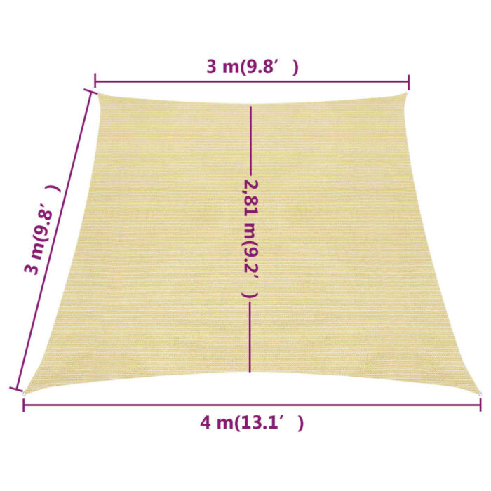 Voile d'ombrage 160 g/m² Beige 3/4x3 m PEHD – Image 5