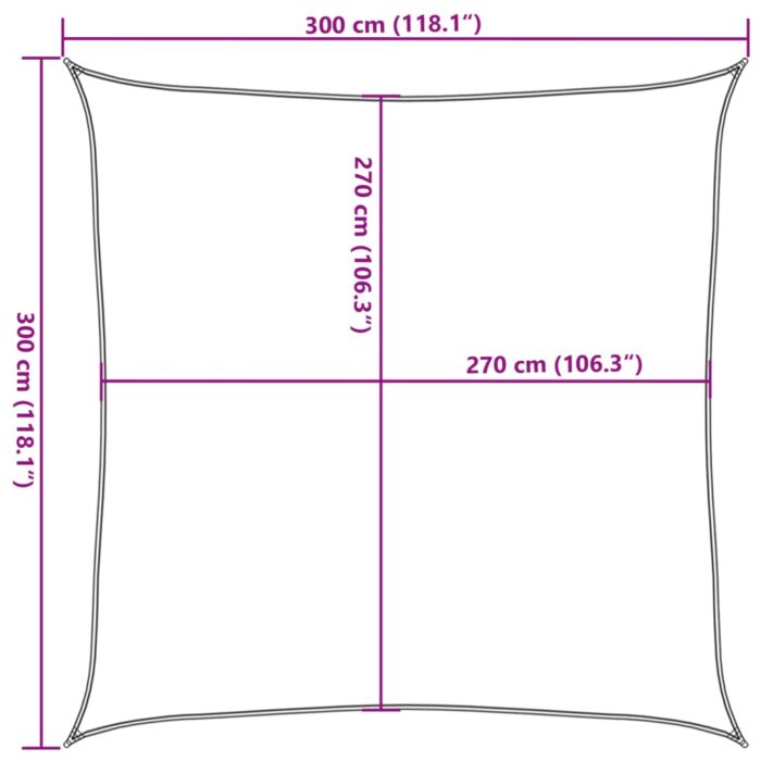 Voile d'ombrage 160 g/m² Crème 3x3 m PEHD – Image 8